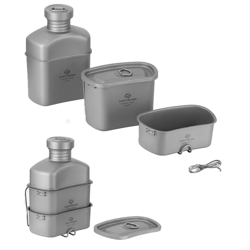 Load image into Gallery viewer, Cook&#39;n&#39;Escape Titanium Military Lunch Box Kettle Combination
