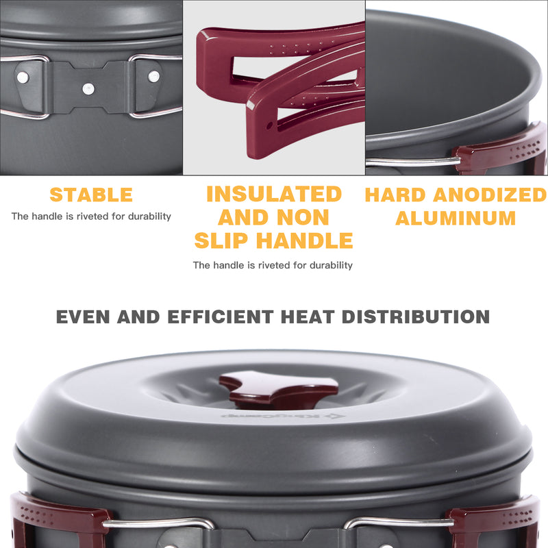 Load image into Gallery viewer, KingCamp Climber III Hard-anodized Aluminum Cookware Set
