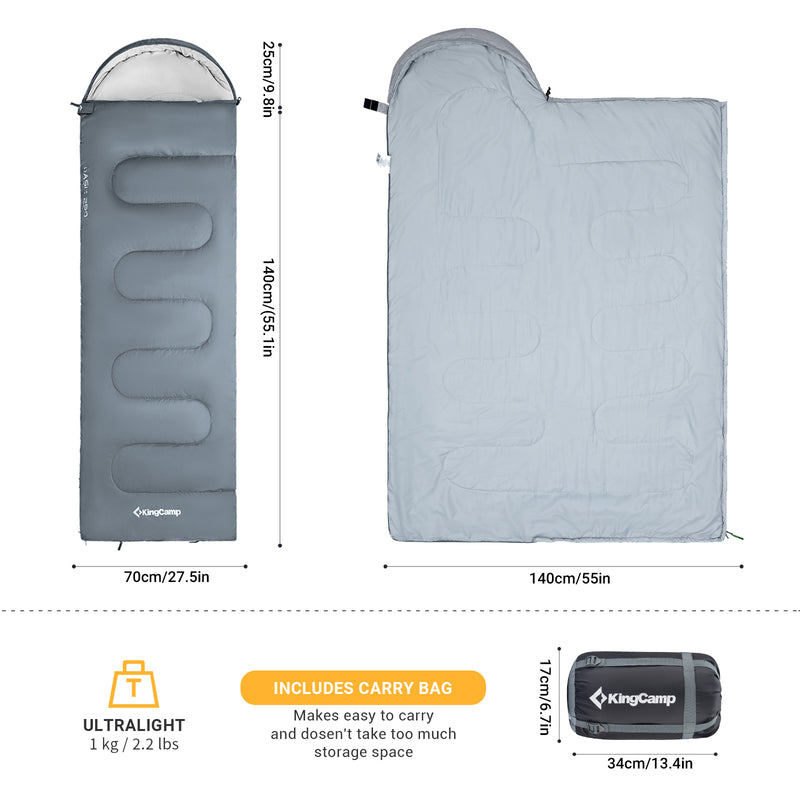 Load image into Gallery viewer, KingCamp Oasis 250S Sleeping Bag-Envelope With Hood
