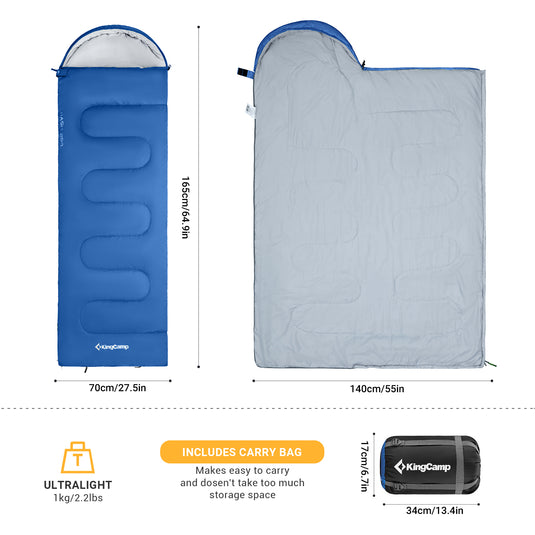 KingCamp Oasis 250S Sleeping Bag-Envelope With Hood