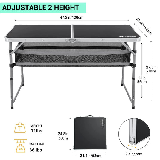 FUNDANGO Mdf 12060 Folding Table with Storage Cabinet