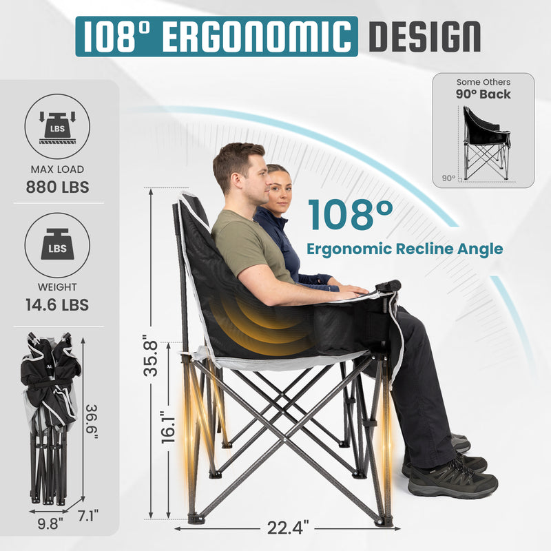Load image into Gallery viewer, FUNDANGO Horizon Bliss P2 Double Folding Camping Loveseat | 2-Person Padded Outdoor Couch with Cup Holders Heavy Duty 880lb Capacity
