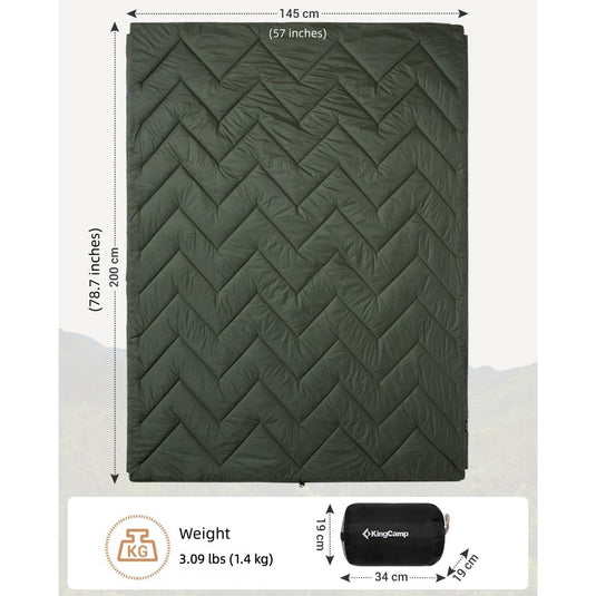 KingCamp Sherpa Sleeping Bag Blanket | 2-in-1 for Camping, Car & Home | Lightweight & Packable