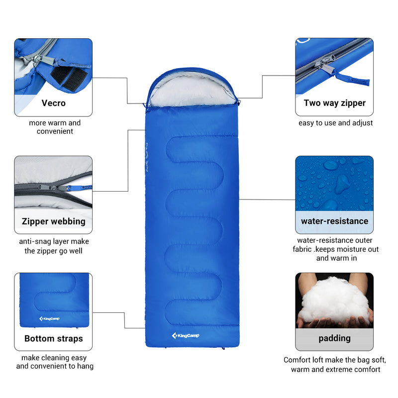 Load image into Gallery viewer, KingCamp Oasis 300 Sleeping Bag-Envelope With Hood
