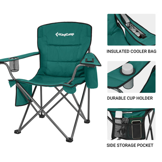 KingCamp Padded Outdoor Folding Quilted Armchair with Built In Cupholder