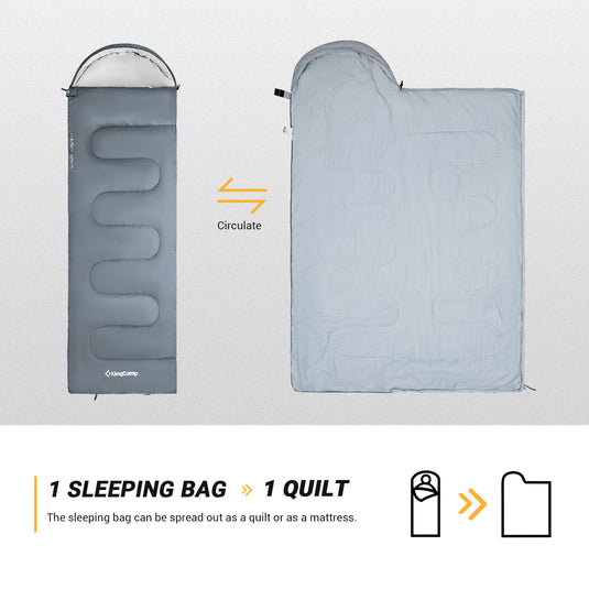 KingCamp Oasis 250S Sleeping Bag-Envelope With Hood