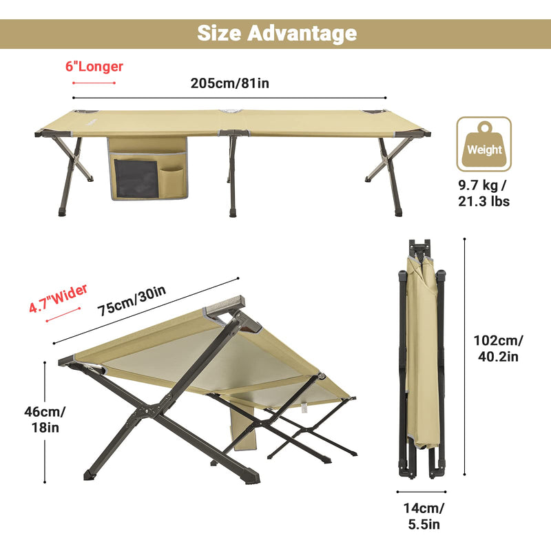 Load image into Gallery viewer, KingCamp BANYAN Steel Army Cot L Family Comfort Bed
