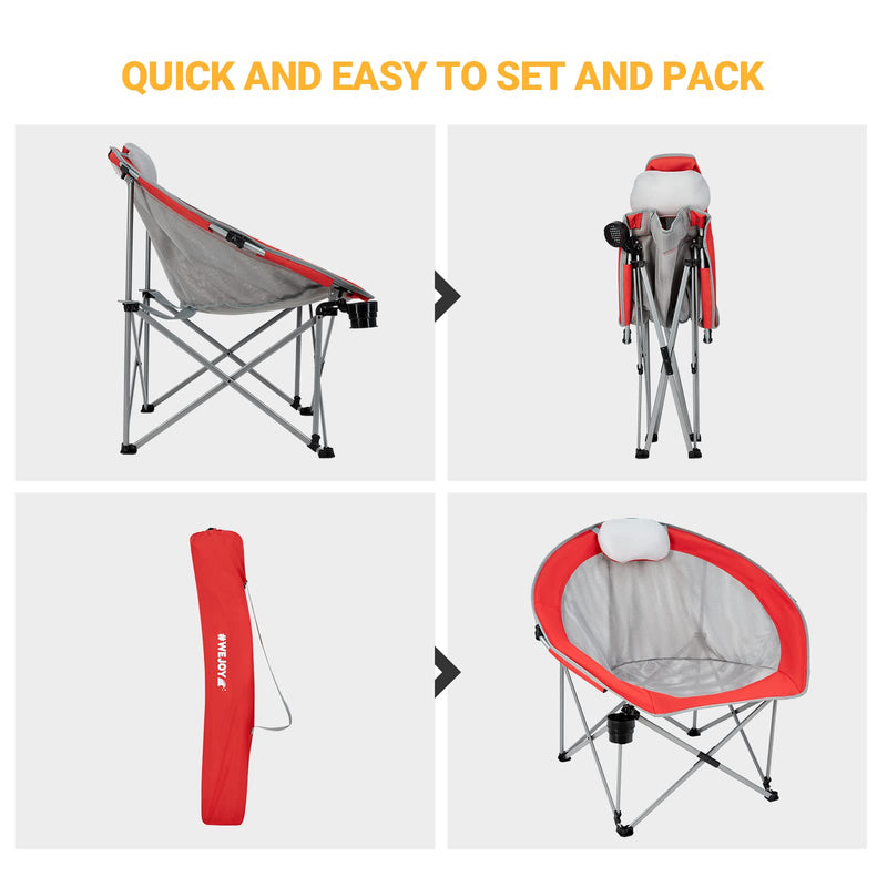 Load image into Gallery viewer, WEJOY Moon Chair XL Camping Chair for Adults with Padded Pillow, Cup Holder
