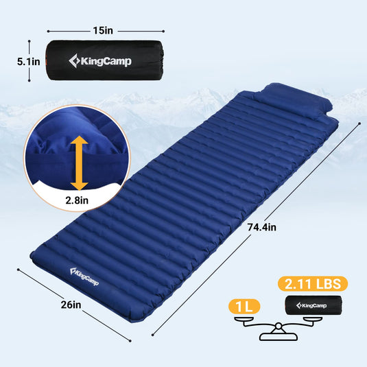 KingCamp Comfort Light Single Air Pad with Pillow