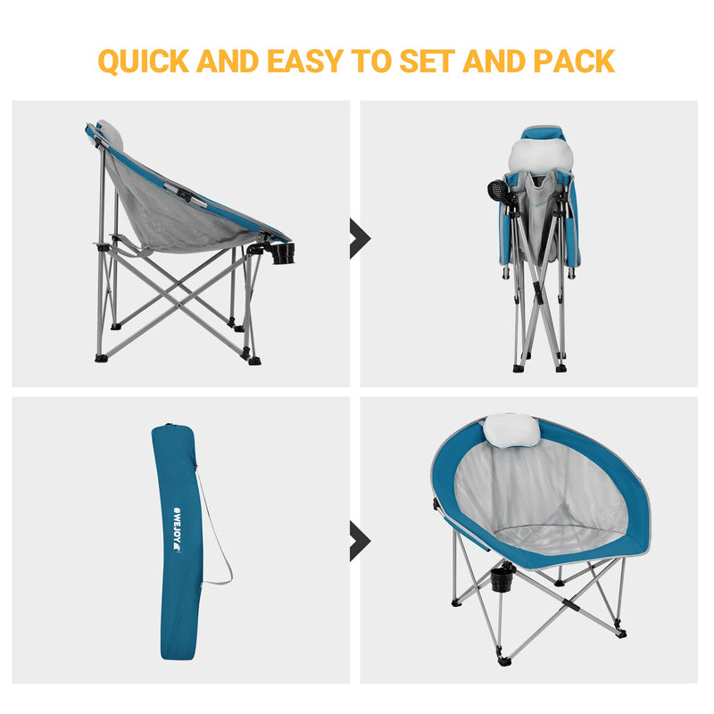 Load image into Gallery viewer, WEJOY Moon Chair XL Camping Chair for Adults with Padded Pillow, Cup Holder
