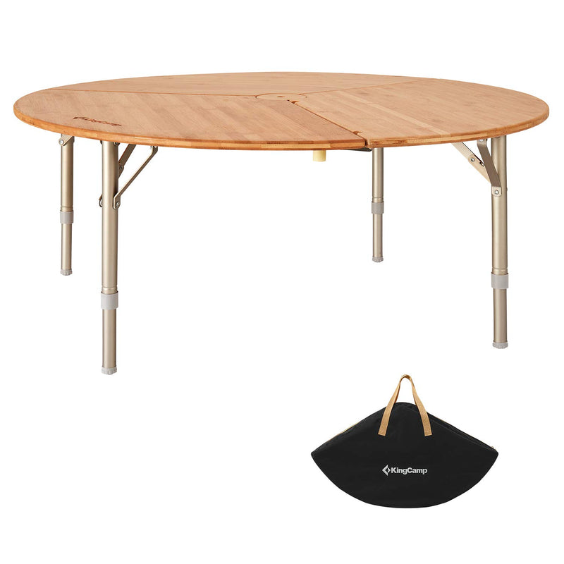 Load image into Gallery viewer, KingCamp BAMBOO 9595 3-Folding Bamboo Table Round
