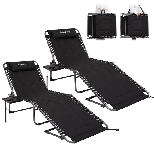 KingCamp Oversize Padded Folding Chaise Lounge Chair Set of 2