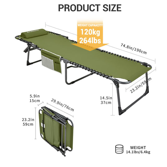 FUNDANGO 3-Folding Steel Cot Lounge Chair