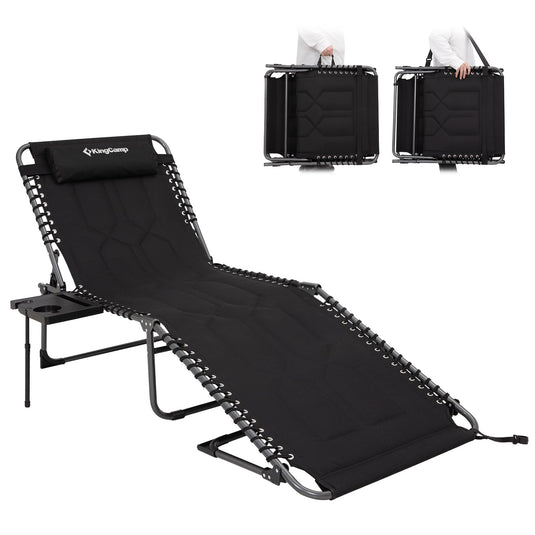 KingCamp Oversize Padded 5 Position Adjustable Sun Lounger Folding Chaise Lounge Chair