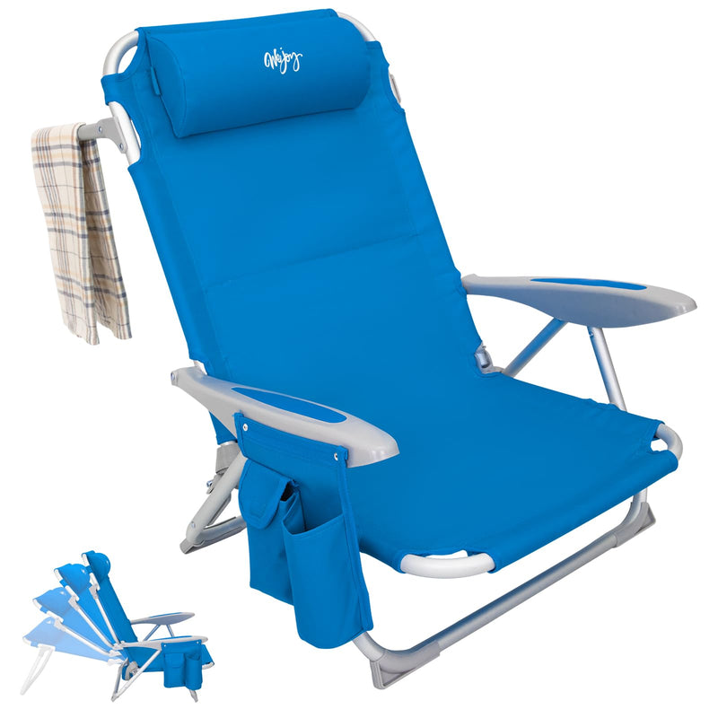 Load image into Gallery viewer, WEJOY Adjustable Beach Chair with Cup Holder and Padded Headrest
