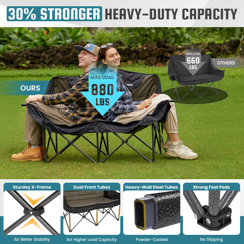 Load image into Gallery viewer, FUNDANGO Horizon Bliss P2 Double Folding Camping Loveseat | 2-Person Padded Outdoor Couch with Cup Holders Heavy Duty 880lb Capacity
