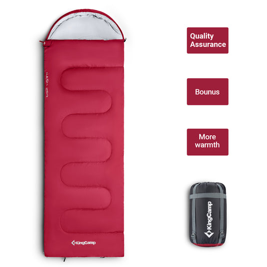 KingCamp Oasis 250 Sleeping Bag-Envelope With Hood 3 Season Camping Sleeping Bag