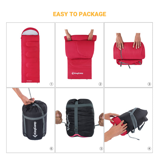 KingCamp Oasis 300 Sleeping Bag-Envelope With Hood Easy to Pack