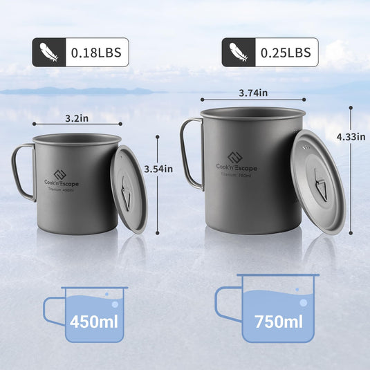 Cook'n'Escape 450ML & 750ML Titanium Cup