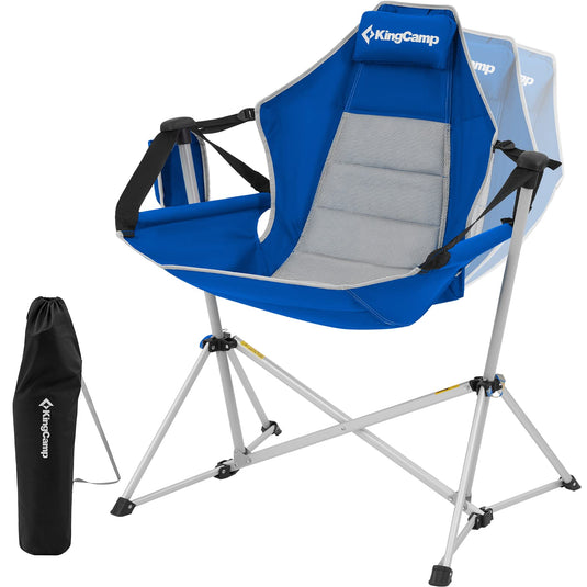 KingCamp Portable Swing Recliner Chair with Pillow Blue