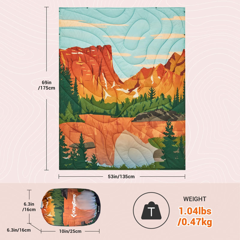 Load image into Gallery viewer, KingCamp Ultra Lightweight Printed Camping Blanket with Snap Button
