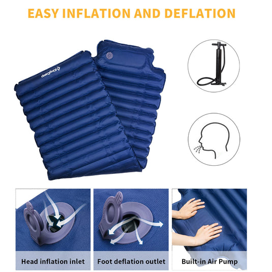 KingCamp Comfort Light Single Air Pad with Pillow Easy inflation and deflation