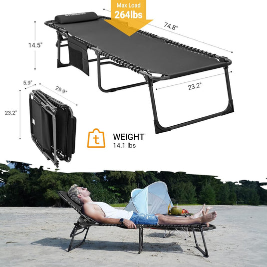 FUNDANGO 3-Folding Steel Cot Lounge Chair