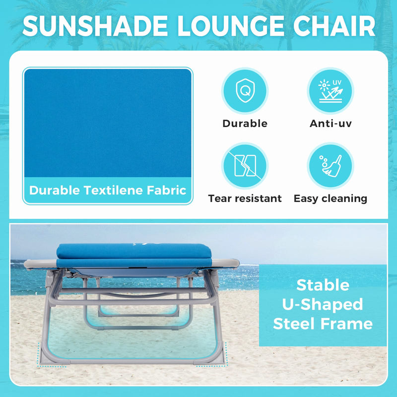 Load image into Gallery viewer, WEJOY Classic Portable Lounge Chair with Canopy Sun Shade Blue
