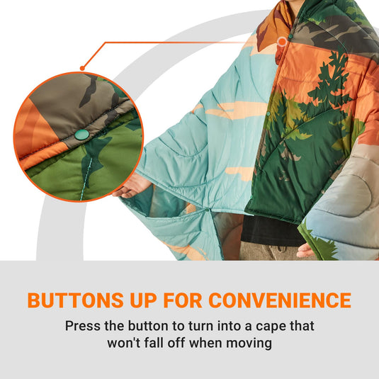 KingCamp Ultra Lightweight Printed Camping Blanket with Snap Button