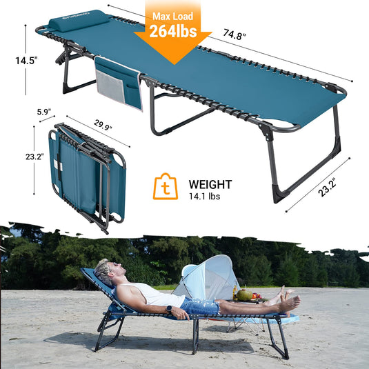 FUNDANGO 3-Folding Steel Cot Lounge Chair