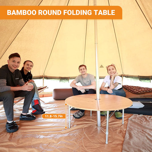 KingCamp Round 3-Folding Bamboo Table