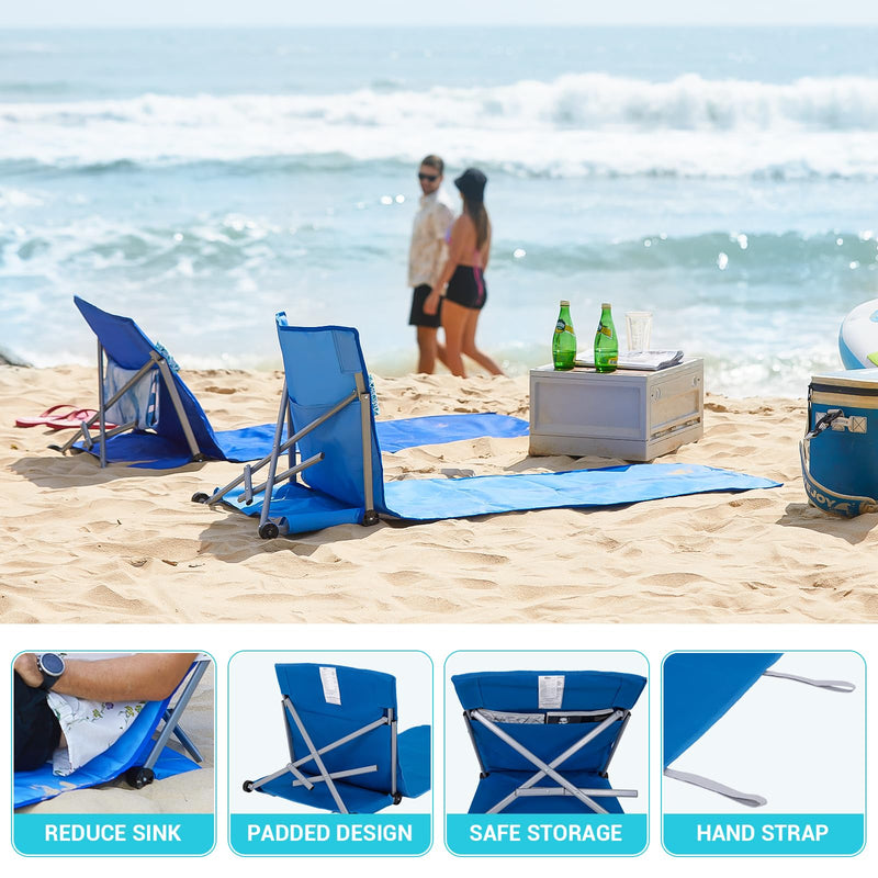 Load image into Gallery viewer, WEJOY Folding Adjustable Back Fabric Beach Lounger
