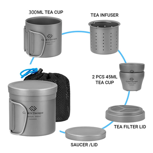 Cookspire Tea Set Cook'n'Escape Polar Night Coffee-Tea Set Light Titanium Coffee-Tea Set ...