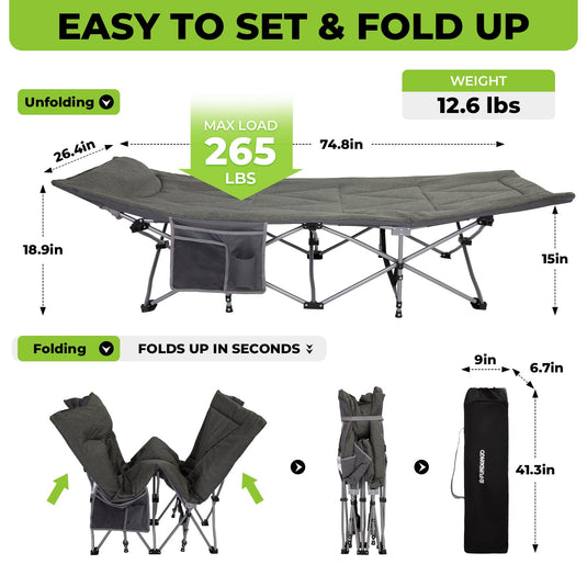 FUNDANGO Folding Camping Cot OAK COT PRO