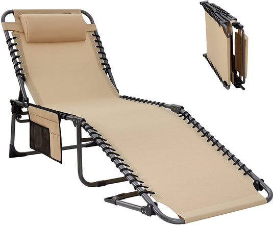 KingCamp 5-Position Portable Heavy-Duty Camping Reclining Lounge Chair with Pillow