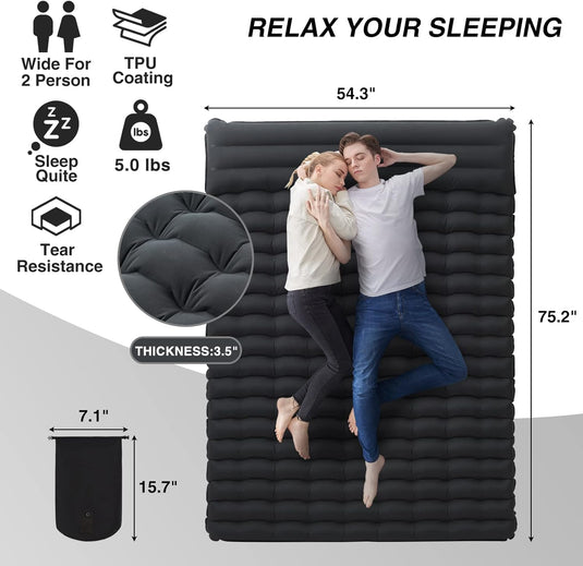 Double Sleeping Pad With Built-In Pillow