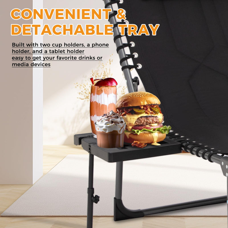 Load image into Gallery viewer, KingCamp Oversize Padded Folding Chaise Lounge Chair Set of 2 with Detachable Tray

