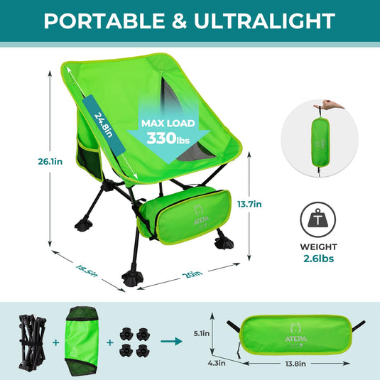 ATEPA Ultralight Square Tall Camping Chair