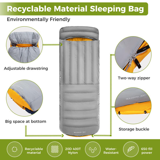 ATEPA BULWARK 300 Down Sleeping Bag-Envelope With Hood