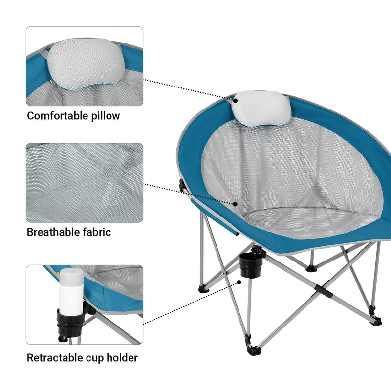 Load image into Gallery viewer, WEJOY Moon Chair XL Camping Chair for Adults with Padded Pillow, Cup Holder
