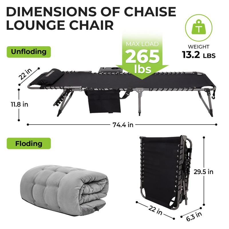 Load image into Gallery viewer, FUNDANGO Portable Camping Reclining Chair with Soft Pad &amp; Side Table
