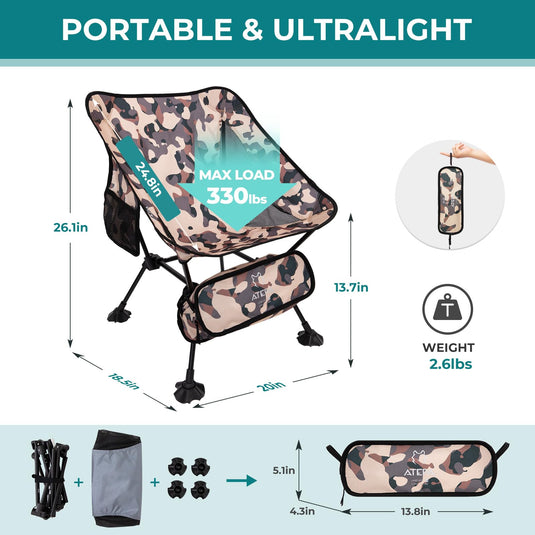 ATEPA Ultralight Square Tall Camping Chair