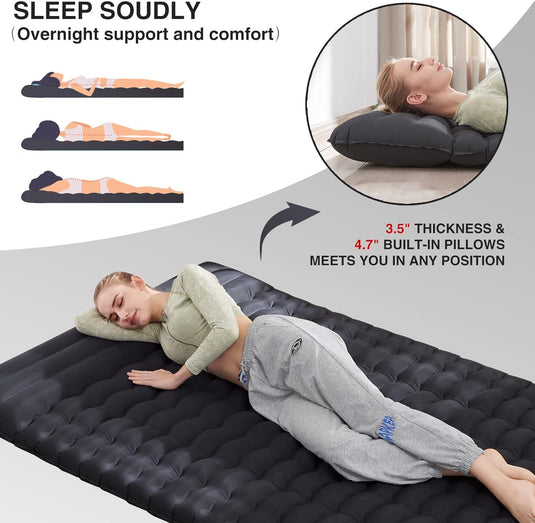 Double Sleeping Pad With Built-In Pillow