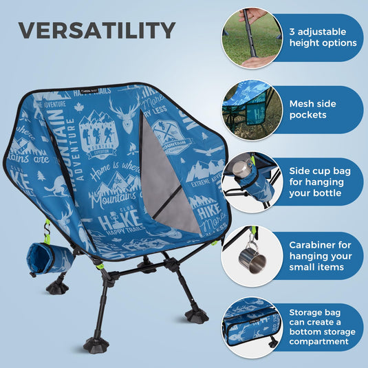 ATEPA Ultralight Backpacking Chair - 440lb Capacity, Compact Folding Camp Chair