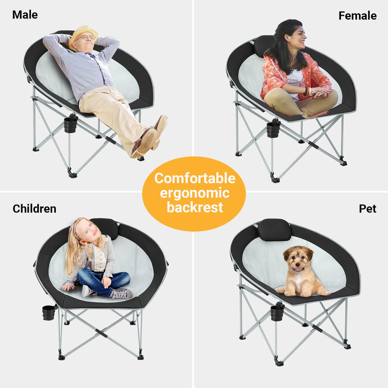 Load image into Gallery viewer, WEJOY Moon Chair XL Camping Chair for Adults with Padded Pillow, Cup Holder
