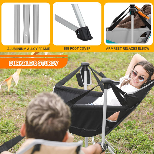 KingCamp Portable Swing Recliner Chair with Pillow for Outdoor Relaxation