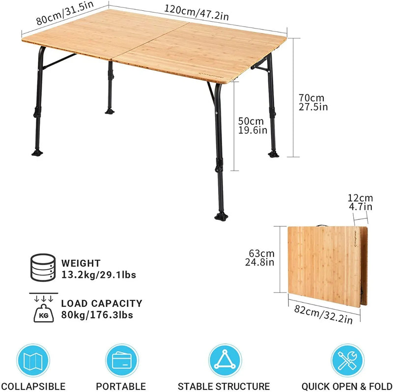 Load image into Gallery viewer, KingCamp BAMBOO 12080 Bamboo Table
