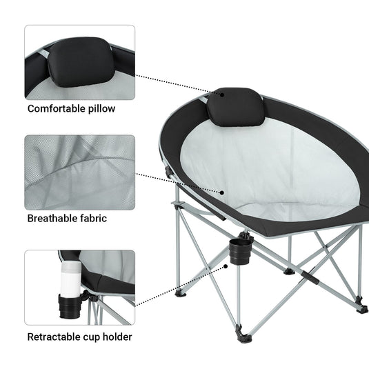 WEJOY Moon Chair XL Camping Chair for Adults with Padded Pillow, Cup Holder