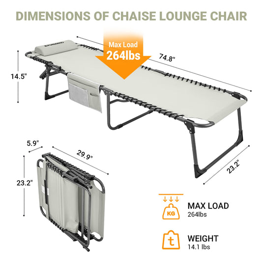 FUNDANGO 3-Folding Steel Cot Lounge Chair