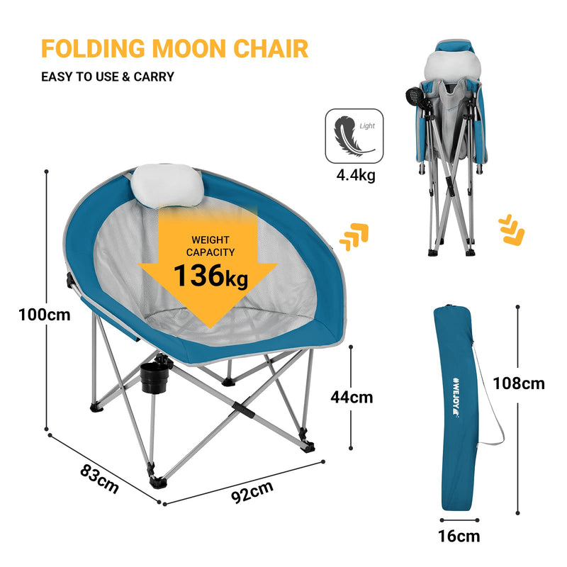 Load image into Gallery viewer, WEJOY Moon Chair XL Camping Chair for Adults with Padded Pillow, Cup Holder
